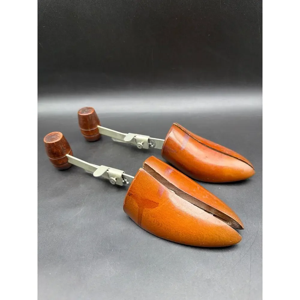 Vintage Women’s Wooden Shoe Trees Size 2 Adjustable Split Toe Fits US 6-8 Pair